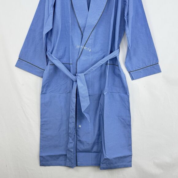 Andrew Scott Mens Blue Long Sleep Robe Premium Cotton Blend Woven Size S/M - Picture 8 of 16